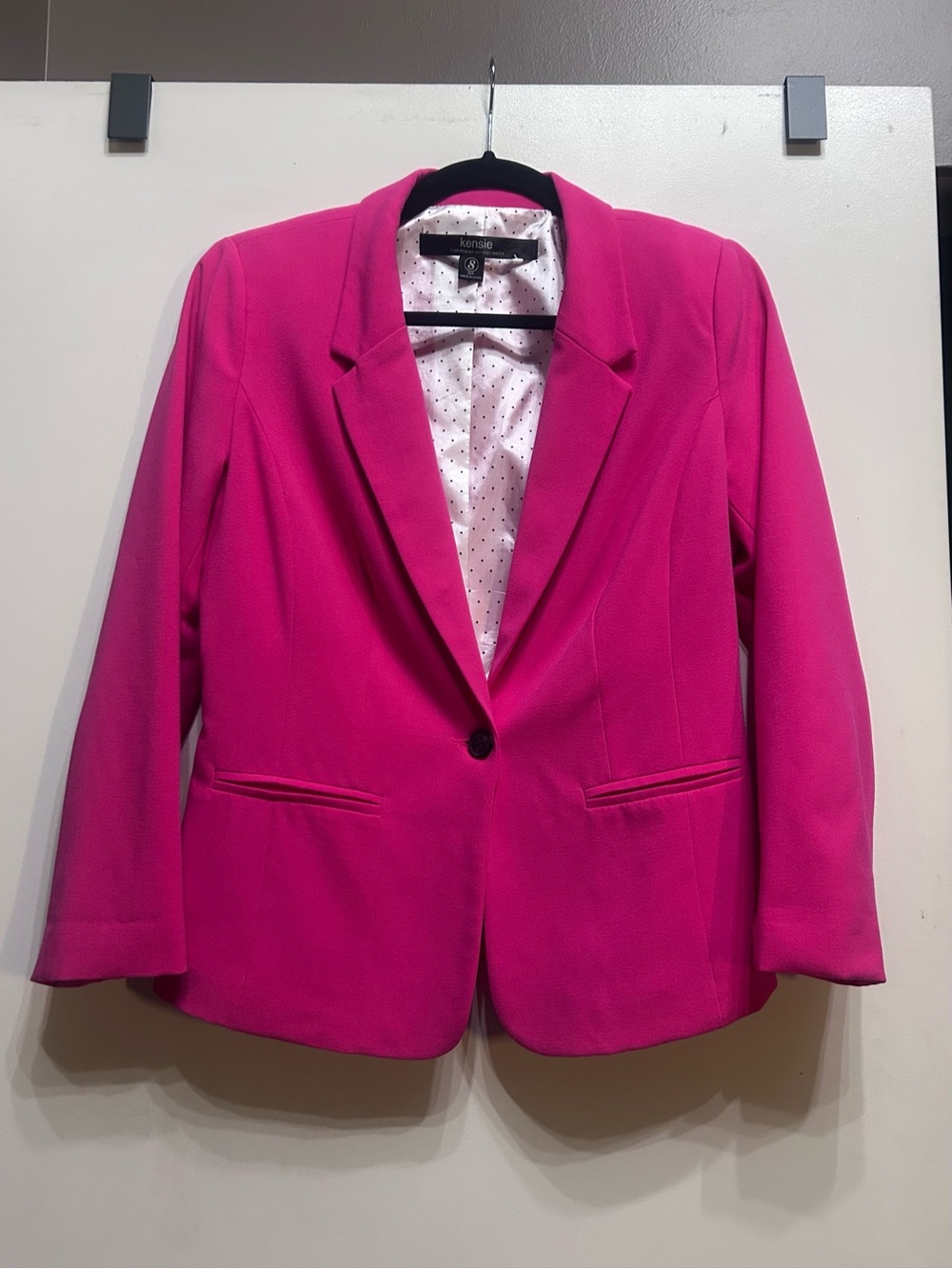 Kensie Vibrant Pink Single-Button Blazer